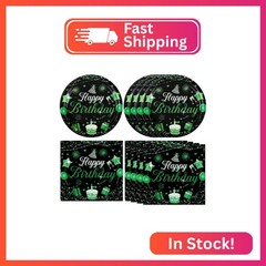 40 PCS Green and Black Birthday Decorations Black and Green Theme Happy Birthday