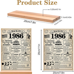 40Th Birthday Decorations Gift for Women Men, Retro Back in 1986 Poster Acrylic