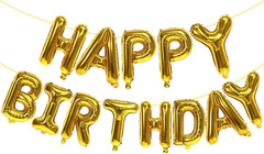 Hot Pink Happy Birthday Balloons Banner, 16 Inch Mylar Foil Letters Balloon Sign