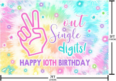 7X5Ft Out Single Digits Backdrop Happy 10Th Birthday Party Decorations Supplies