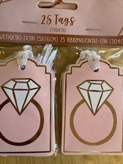 Blush Wedding Pink Bridal Shower Engagement Party Decor Ribbon 25 Tags LOT OF 2