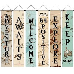 6 Pcs Adventure Awaits Party Decorations Banner 61» Travel Around The World …