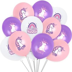 Unicorn Latex Balloons 12 Pk Pink White Purple Balloons