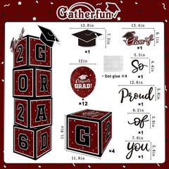 2026 Graduation Decoration Set – Class of 2025 Balloon Boxes in Maroon and Black