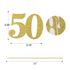 16 PCS 50th Birthday Centerpiece Sticks Double Sided Gold Glitter 50th Annive…