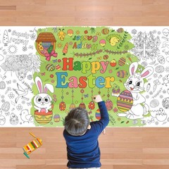 Easter Giant Coloring Poster/Tablecloth – Easter Crafts for Kids – 30 x 72 In…