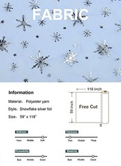 Sheer Fabric, Snowflake Silver Foil Organza Fabric, Snowflake 59″ x 118″ Blue