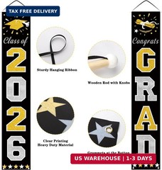 DAZONGE Graduation Decorations 2026, Black & Gold Class of Decorations 2026, Gra