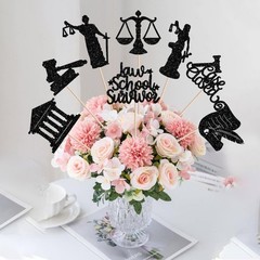 12 PCS 2026 Senior Graduation Cap Blue Flower Centerpiece Sticks Girl