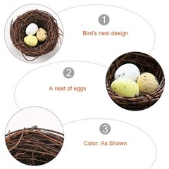 4Pcs Reusable Birds Nest Ornament with Eggs for Garden and Home