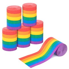 6 Rolls Rainbow Crepe Paper Streamers 197 Ft Pride LGBT Party Decor