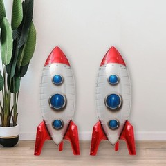 2Pcs 4D Rocket Design Balloons Set, Red Large Rocket Balloon, Outer Space Foi…