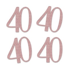 Rose Gold 40 CutOut Numbers 40th Glitter Birthday Anniversary Decor