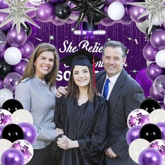 Purple Black 2026 Graduation Decorations for Women Girls – She Believed She C…