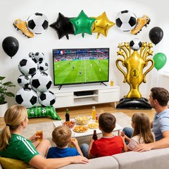 7Pcs Soccer Party Decorations,Giant Self Standing Soccer Balloons,Trophies St…
