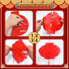 13Pcs Chinese Decorations for Party, 1 3D Chinese Dragon & 12 Red Lanterns for C