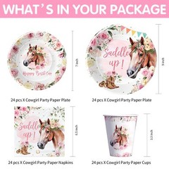 Cowgirl Party Decorations Tableware – Horse Theme Saddle Up Western Party Sup…