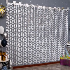 2 Pack Disco Ball Silver Foil Fringe Curtains Photo Backdrop 3.3×6.6 ft
