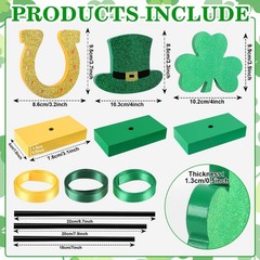 3 Pieces St. Patrick’s Day Table Decorations Wooden Set, Irish-themed Green L…