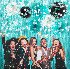 Turquoise Siver Confetti/Turquoise Graduation Decorations/Teal Silver Birthday T