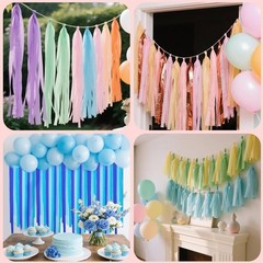 Crepe Paper Streamers 8 Rolls Pastel Colors Party Decorations 82ft Each New