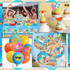Hello Summer Beach Birthday Decorations for 24 Guests – Complete Party Set