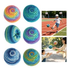 6 Piece Hand Knitted Footbags Set Soft Cotton Material for Indoor Outdoor Play