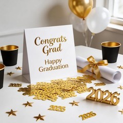 2000 PCS 2.1oz Gold Graduation Table Confetti Class Of 2026 Party Decor