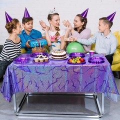 3 Count Iridescent Purple Tablecloths for Kids’ Birthday & Graduation Parties