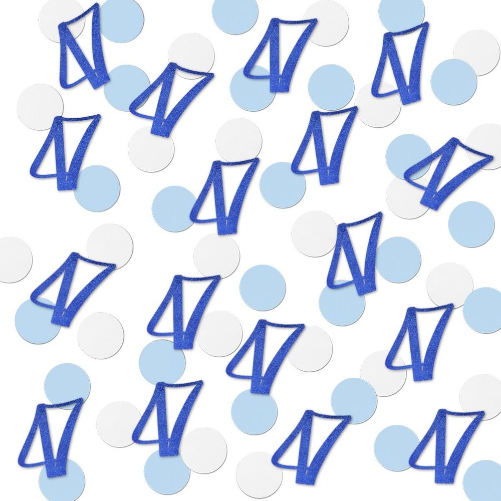 200 PCS Blue Glitter Number 47 Confetti Anniversary Party Table Decor
