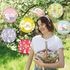 Pastel Bunny Paper Lanterns – 12 Pcs 8-Inch Decorations for Easter Gatherings