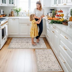 Kitchen Rugs Non-Slip Washable 2 Piece, Modern Boho Low Pile Stain-Resistant …