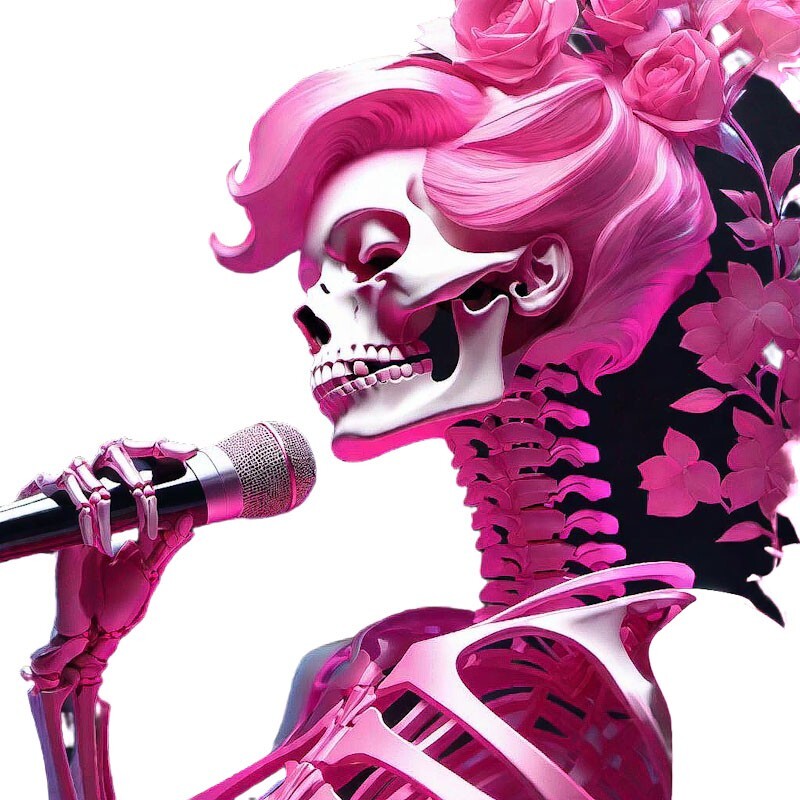 halloween decoration Female Skeleton Singer Set Of 2 A3