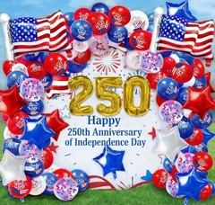 104 PCS Red White and Blue Balloon Garland Arch Kit, 4Th of July Balloon Arch Ki