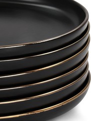 Elama Paul 6 Piece Stoneware Dinner Plate Set in 6 Set, Matte Black