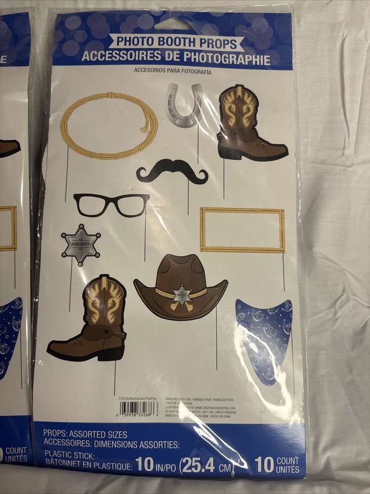 Photo Booth Props Blue Bandana Cowboy & Western Theme 10pcs NEW!