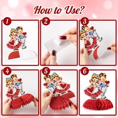 9 Pcs Vintage Valentine’s Day Decorations Retro Red Heart Honeycomb…
