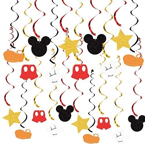 30 pcs Mickey Mouse Swirl Decorations, Party Decor