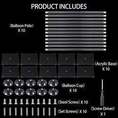 10 Pack 24 Inch Reusable Acrylic Balloon Stand Kit – Heavy Duty, Adjustable Heig