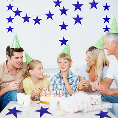 100 PCS Glitter Blue Five Star Cutouts Paper Stars Confetti Cutout Blue Star Cut