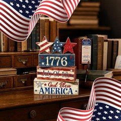 Versatile Independence Day Block Decoration – Wooden 1776 Table Centerpiece