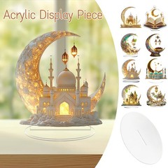 Ramadan Festival 2D Acrylic Moon Castle Craft Ornament Muslim Home Party Gifts