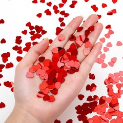 Red Heart Foil Metallic Sequins Valentines Day Glitter Table Confetti