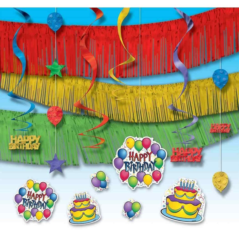 Balloon Fun Streamers Bright Colors Birthday Party Giant Room Decorating Kit