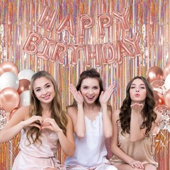 2pcs 3.2×8.2′ Foil Fringe Backdrop, Tinsel Foil Fringe Curtains – Sparkle Fringe