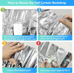 2 Pack Foil Curtain Backdrop Curtains Silver Tinsel Door Streamers Birthday Part