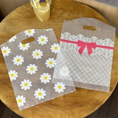 100x Floral Gift Bags Plastic Party Favor Bags Reusable Shopping Tote Bags Decor
