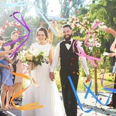 50 Pcs Multi-Color Ribbon Sticks Streamers Sticks with Gold Bell, Chromatic S…