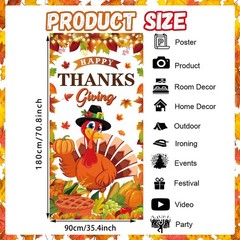 Thanksgiving Party Decorations Large Size Happy Thanksgiving Door Cover for F…