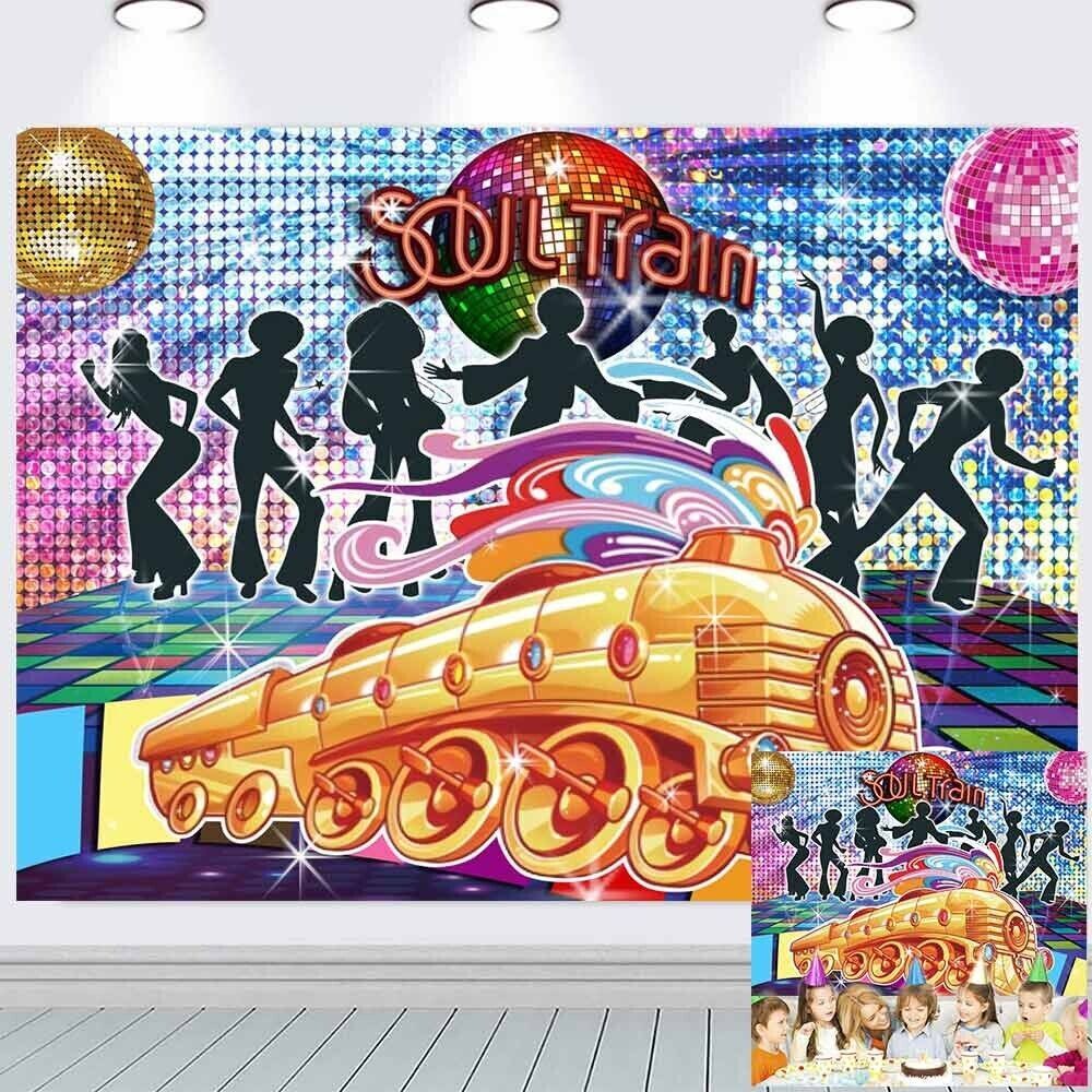 Soul Train Disco Dancing Party Supplies Birthday Decor Backdrop Banner 7x5ft